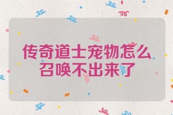 传奇道士宠物怎么召唤不出来了