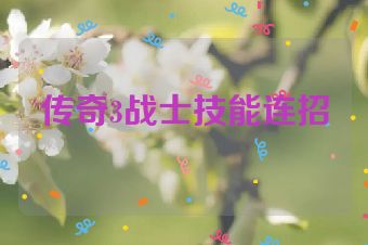 传奇3战士技能连招