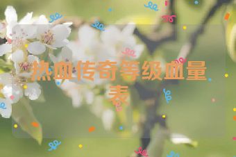 热血传奇等级血量表