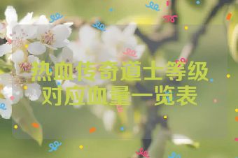 热血传奇道士等级对应血量一览表
