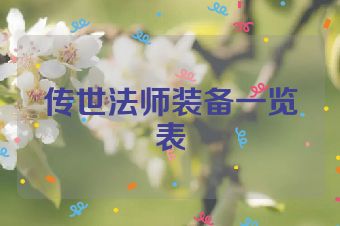 传世法师装备一览表