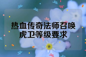 热血传奇法师召唤虎卫等级要求