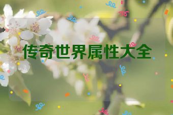 传奇世界属性大全