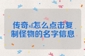 传奇sf怎么点击复制怪物的名字信息