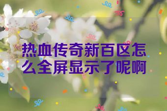 热血传奇新百区怎么全屏显示了呢啊