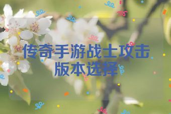 传奇手游战士攻击版本选择