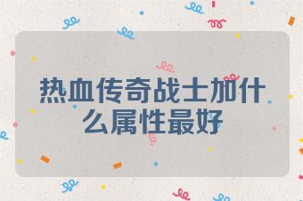 热血传奇战士加什么属性最好