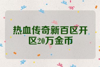 热血传奇新百区开区20万金币