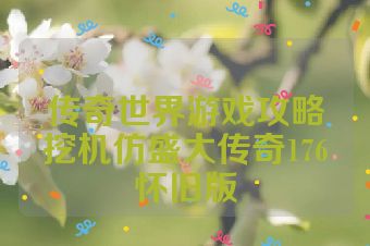 传奇世界游戏攻略挖机仿盛大传奇176怀旧版
