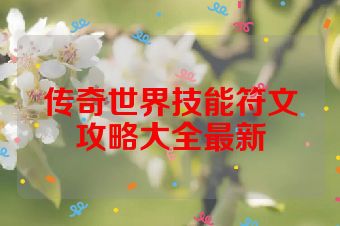 传奇世界技能符文攻略大全最新