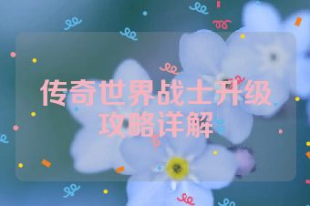 传奇世界战士升级攻略详解