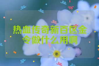 热血传奇新百区金令做什么用啊