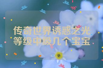 传奇世界诱惑之光等级中级几个宝宝