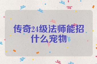 传奇24级法师能招什么宠物