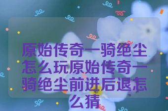 原始传奇一骑绝尘怎么玩原始传奇一骑绝尘前进后退怎么猜