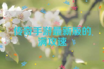 传奇手游最新版的满攻速