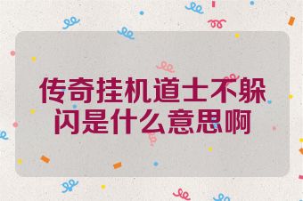 传奇挂机道士不躲闪是什么意思啊