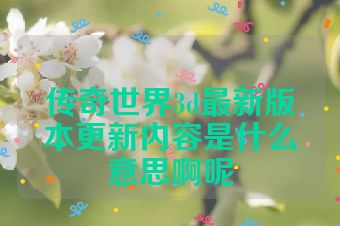 传奇世界3d最新版本更新内容是什么意思啊呢