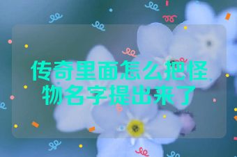 传奇里面怎么把怪物名字提出来了