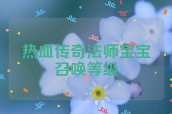 热血传奇法师宝宝召唤等级