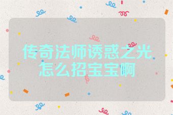 传奇法师诱惑之光怎么招宝宝啊