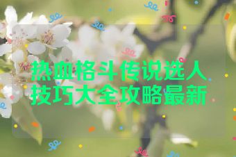 热血格斗传说选人技巧大全攻略最新