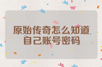 原始传奇怎么知道自己账号密码