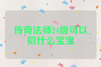 传奇法师24级可以招什么宝宝