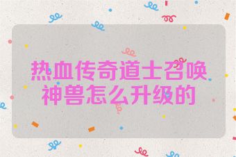 热血传奇道士召唤神兽怎么升级的