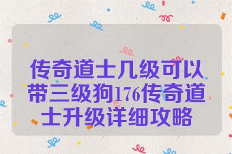传奇道士几级可以带三级狗176传奇道士升级详细攻略