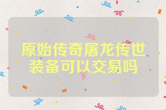 原始传奇屠龙传世装备可以交易吗