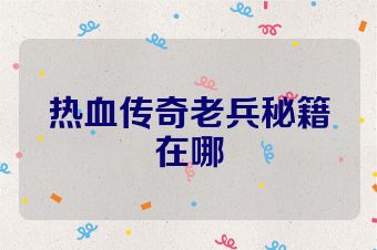 热血传奇老兵秘籍在哪