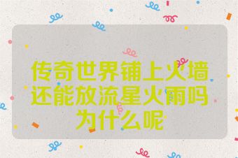 传奇世界铺上火墙还能放流星火雨吗为什么呢