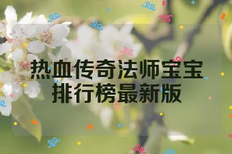 热血传奇法师宝宝排行榜最新版