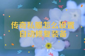 传奇私服怎么设置自动修复装备