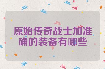 原始传奇战士加准确的装备有哪些