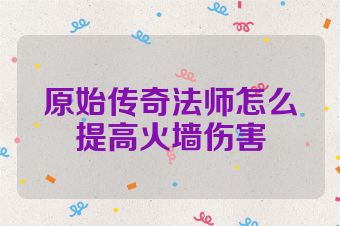 原始传奇法师怎么提高火墙伤害