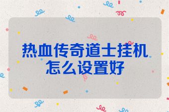 热血传奇道士挂机怎么设置好