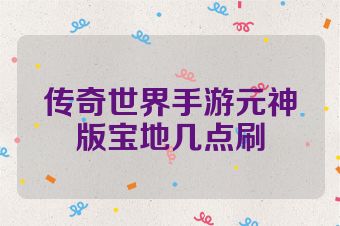 传奇世界手游元神版宝地几点刷