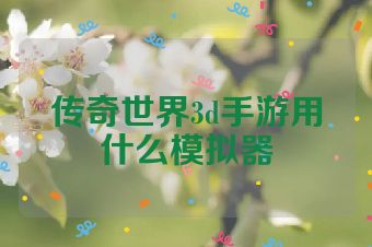 传奇世界3d手游用什么模拟器
