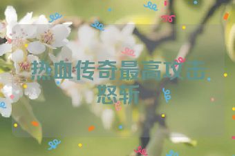 热血传奇最高攻击怒斩
