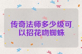 传奇法师多少级可以招花吻蜘蛛