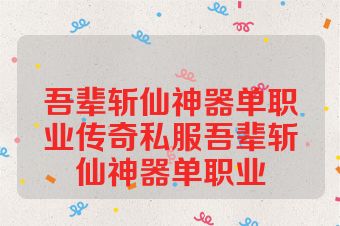 吾辈斩仙神器单职业传奇私服吾辈斩仙神器单职业