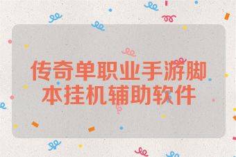 传奇单职业手游脚本挂机辅助软件