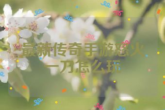 最新传奇手游怒火一刀怎么玩