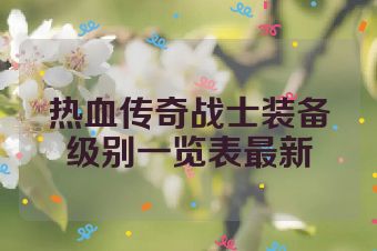 热血传奇战士装备级别一览表最新