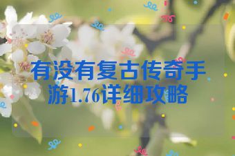 有没有复古传奇手游1.76详细攻略