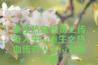 重生热血传奇之传奇人生txt重生之热血传奇人生txt全集下载