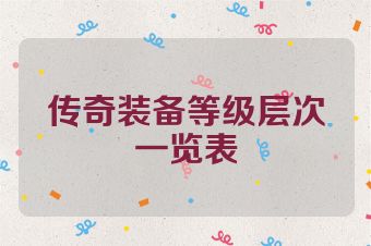 传奇装备等级层次一览表