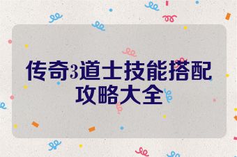 传奇3道士技能搭配攻略大全